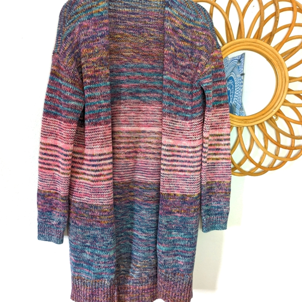 Gap EUC long lightweight multicolor cardigan stripes size small